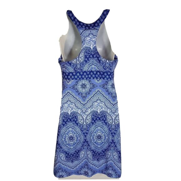 ZX Outdoor Lifestyle Dress Size Small Sport Dress V Neck Racerback Blue Paisley - Picture 2 of 8